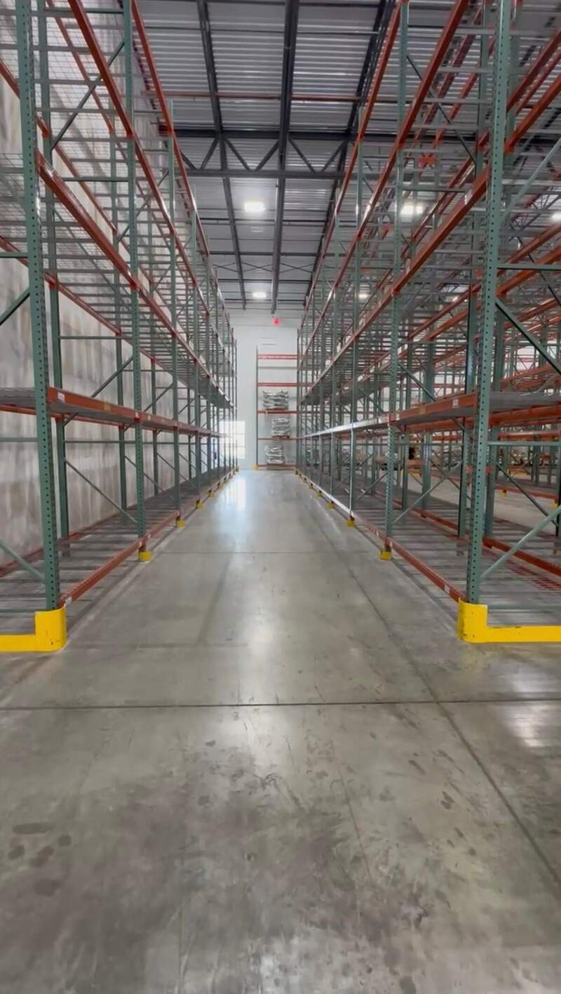 Racking aisle at 3PL Prime warehouse Medley FL